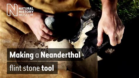 Making a Neanderthal flint stone tool | Natural History Museum - YouTube