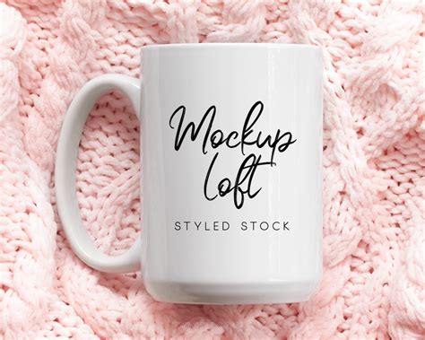 Mug Mockup 15 Oz. Ceramic Mug Mockup White Coffee Mug Styled Stock ...