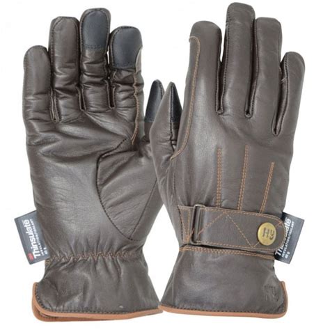 Hy Thinsulate Leather Winter Riding Gloves Brown At Burnhills