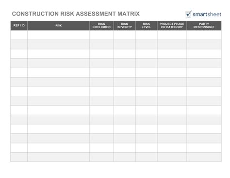 Construction Risk Assessment Matrix Schedule Template Download Fillable ...