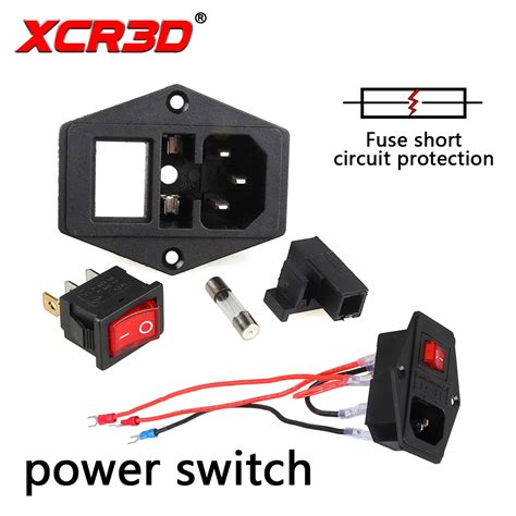 XCR3D power switch 3D Printer accessories 220V/110V 10A fuse wire safety switch short current ...