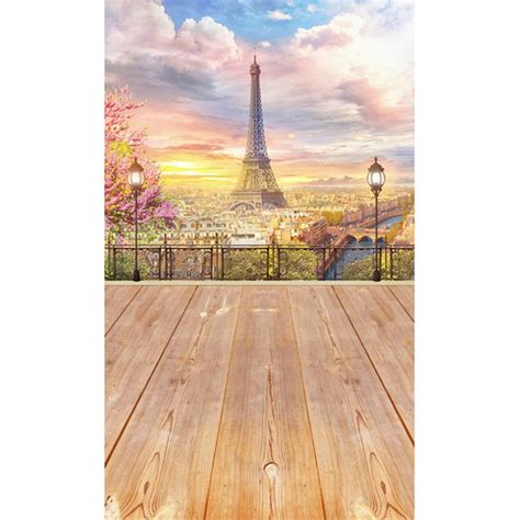 2021 Paris Eiffel Tower Photography Backdrop Wooden Floor Beautiful ...