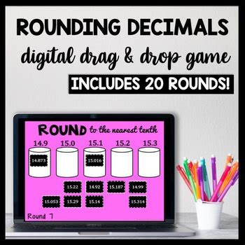 DIGITAL Rounding Decimals Game, Sorting Activity, Rounding Math Center