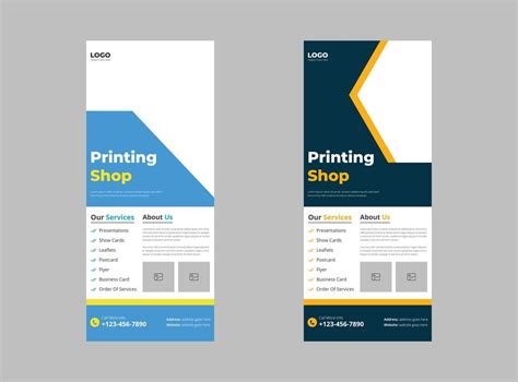 printing shop roll up banner template design. printing banner leaflet design. cover, poster ...