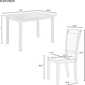 Amazon.com - Dining Table Sets for 4, Simple Style Kitchen Dining Set with Rectangular Table and ...