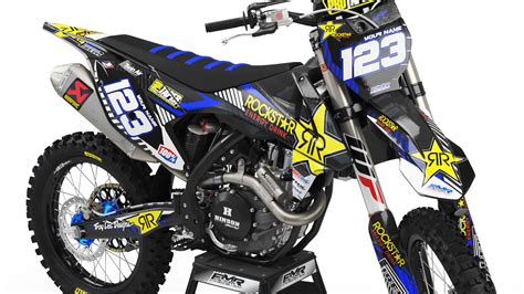 Custom dirt bike Graphics kit ROCKSTAR Limited Edition CA19E blue | custom-graphics-mx