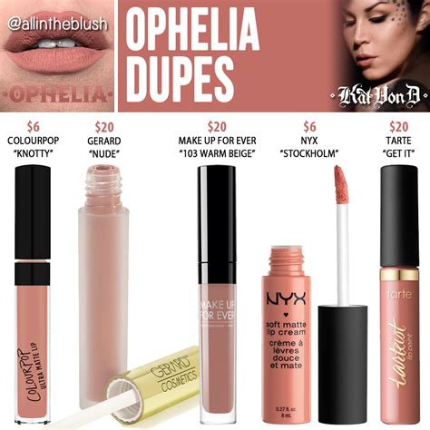 Kat Von D Ophelia Everlasting Liquid Lipstick Dupes