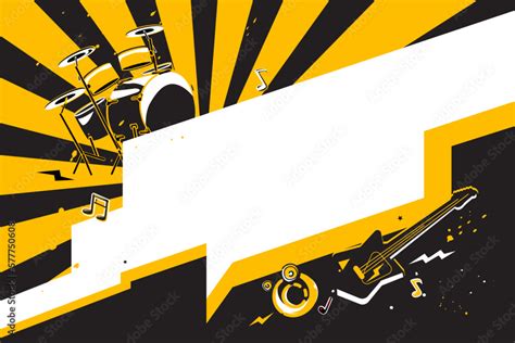 Vector illustration of rock music background design template for music festival or concert ...