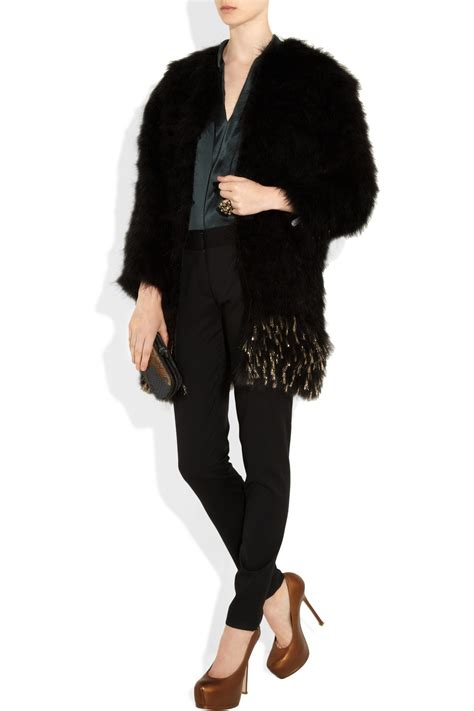 Miu Miu Metallic-flecked Feather Coat in Black - Lyst