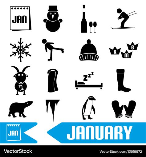 January month theme set of simple icons eps10 Vector Image