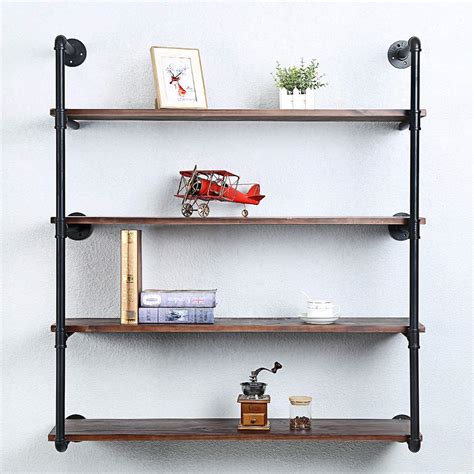 Buy Industrial Pipe Shelving Wall ed,42in Rustic Metal Floating Shelves ...