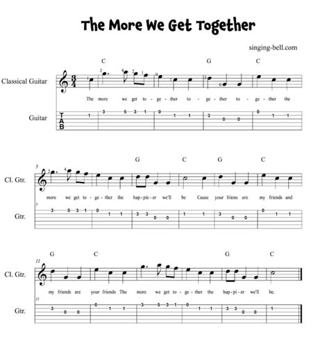 The More We Get Together Guitar Chords Tabs Sheet Music PDF