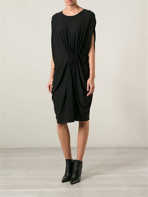 Lyst - Lanvin Draped Dress in Black