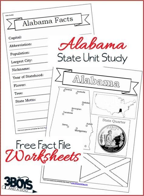 Alabama State Fact File Worksheets