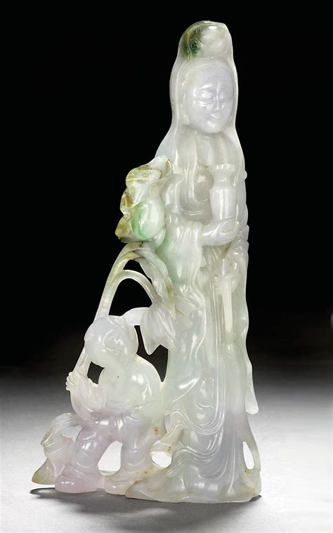 A JADEITE CARVING OF GUANYIN , 19TH CENTURY | Christie's