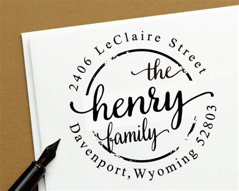 Round Calligraphy Custom Return Address Stamp, Personlized Stamp - Personalized SELF INKING ...