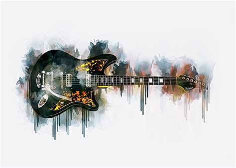 Electric Guitar Drawing by Ian Mitchell - Pixels