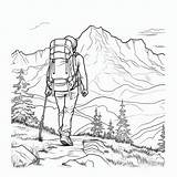 Premium AI Image  Realistic Mountaineer Hiking Coloring Page With Bold sketch template