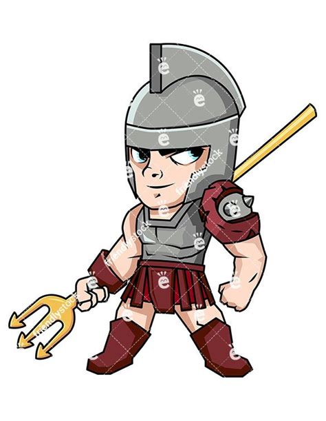 Retiarii Gladiator With His Trident Cartoon Vector Clipart ...