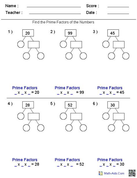 7th Grade Factors And Multiples Worksheet With Answers - kidsworksheetfun