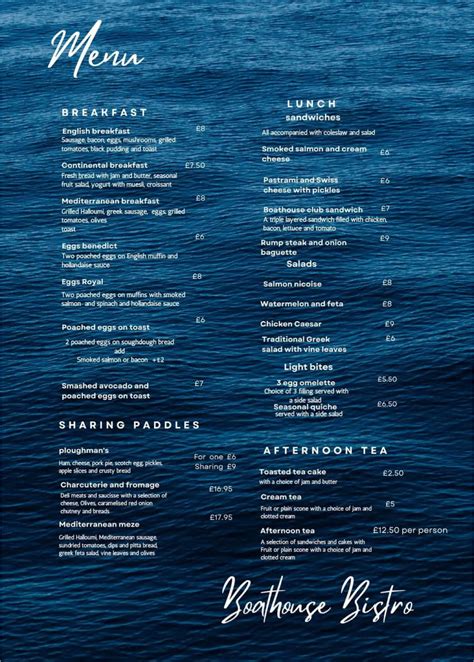 Boathouse bistro full menu online