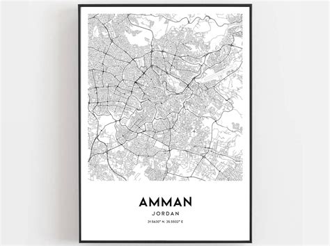 Amman Map Print Amman Map Poster Wall Art Amman City Map | Etsy