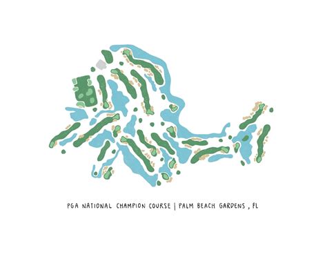 Golf Course Map PGA National Champion Course Palm Beach - Etsy