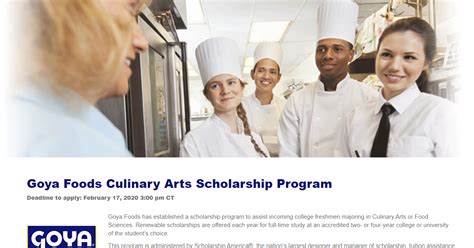 Mommy Maestra: Goya's Culinary Arts Scholarships