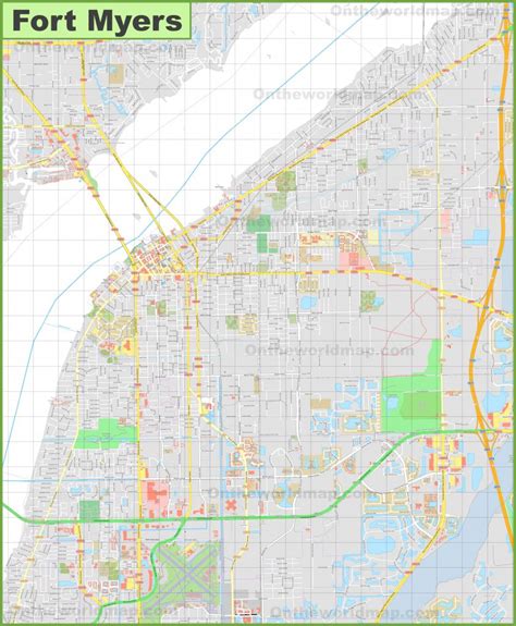 Large Detailed Map Of Fort Myers - Street Map Of Fort Myers Florida ...