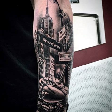 70 City Skyline Tattoo Designs For Men - Downtown Ink Ideas | Skyline ...