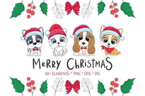 Christmas Dog Clipart PNG, EPS, JPEG, 300 DPI (937267)