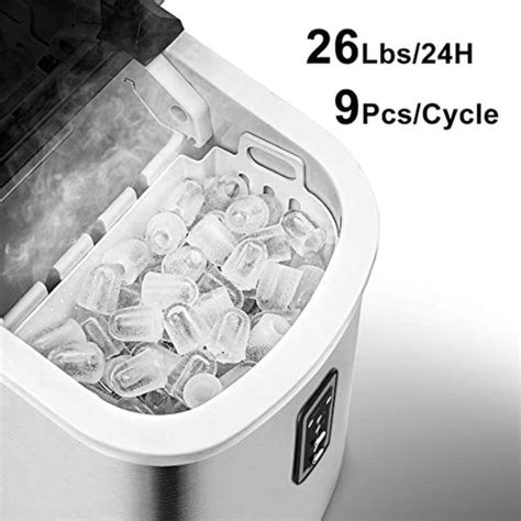 Euhomy Ice Maker Machine Countertop, Makes 26 lbs Ice in 24 hrs-Ice ...