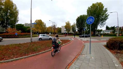 Bicycle Priority at Dutch Roundabout - YouTube