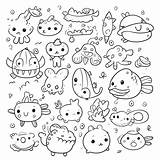 Cute Animal Kawaii Coloring Page In Black And White Outline Sketch  sketch template