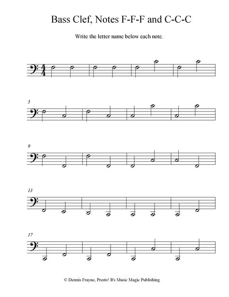 Treble Clef Notes Worksheet