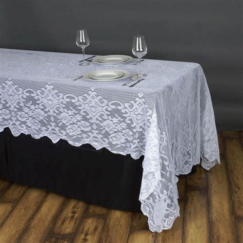 60"X126" Premium Lace White Rectangular Oblong Tablecloth | Tablecloths ...