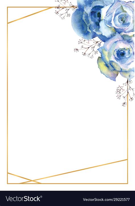 Vertical frame with blue rose flowers Royalty Free Vector