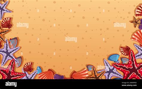 Border template with beach scene in background illustration Stock ...