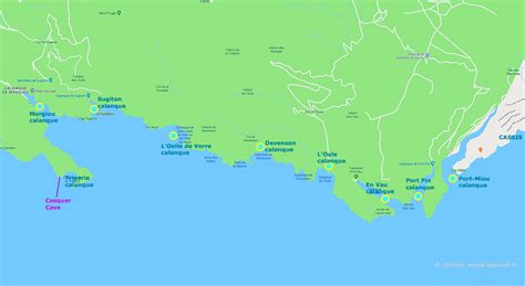 Calanques Locations Map, by Provence Beyond