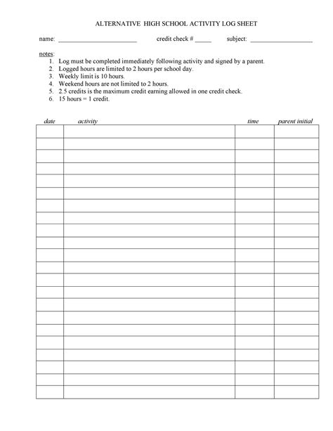 50 Printable Log Sheet Templates [Direct Download] ᐅ TemplateLab