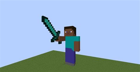 Minecraft Steve Statue With Sword