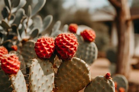 Premium AI Image | Photo of Desert landscapes with cacti in the backgroun