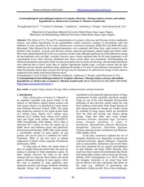 (PDF) Cytomorphological and antifungal analysis of Acalypha wilkesiana , Moringa oleifera ...