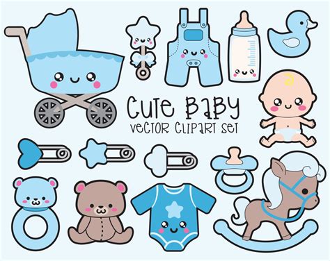 Premium Vector Clipart Kawaii Baby Clipart Kawaii Baby | Etsy