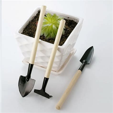 Mini Shovel Rake Garden Plant Tool Set 3pcs With Wooden Handle Gardening Tool For Planting ...