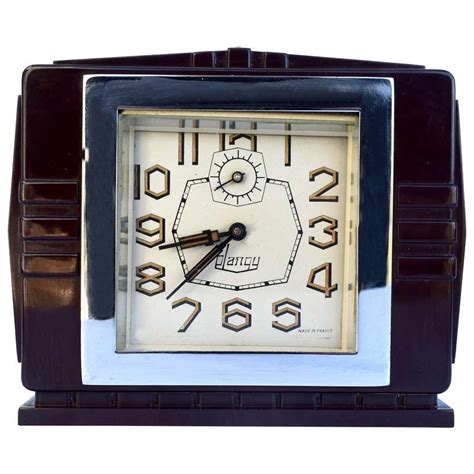 French Ultra Art Deco Styled Chrome and Black Mechanical Alarm Clock by Blangy For Sale at ...