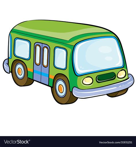 Bus in green cartoon isolated object on a white Vector Image