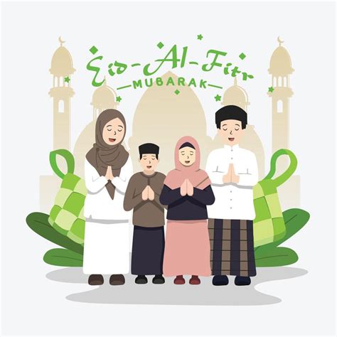 Happy Muslim family together celebrating Eid, greeting card 5655443 ...