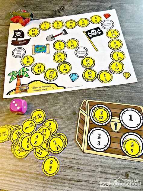 🏴‍☠️ FREE Pirate Reducing Fractions Printable Math Game