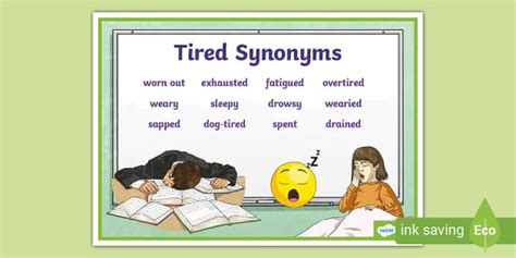 Tired Synonyms Word Mat (professor feito) - Twinkl